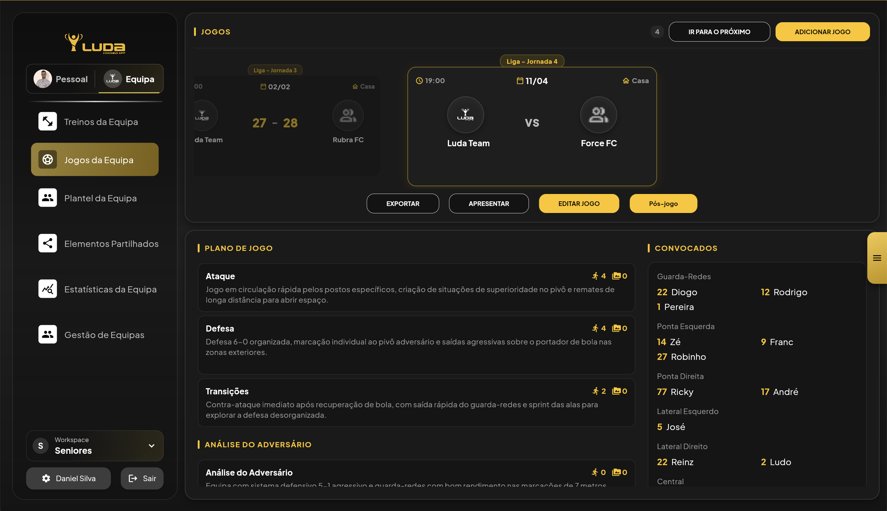 Análise de Jogos — Andebol