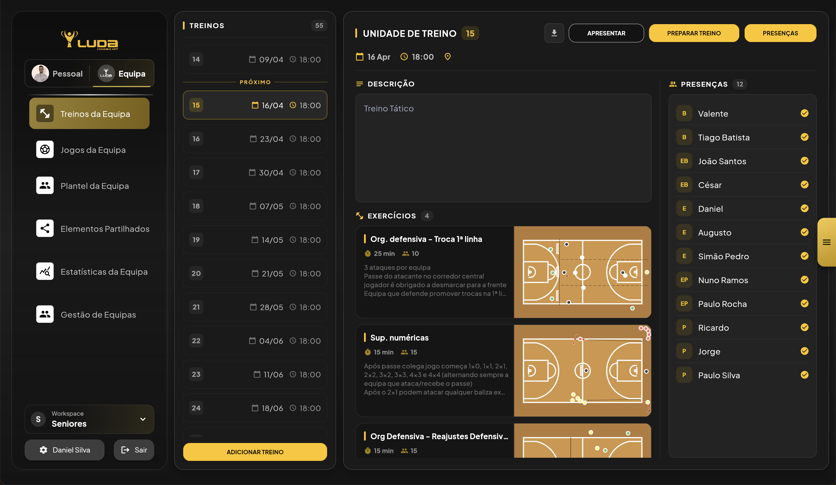 Planificação de Treinos — Basquetebol