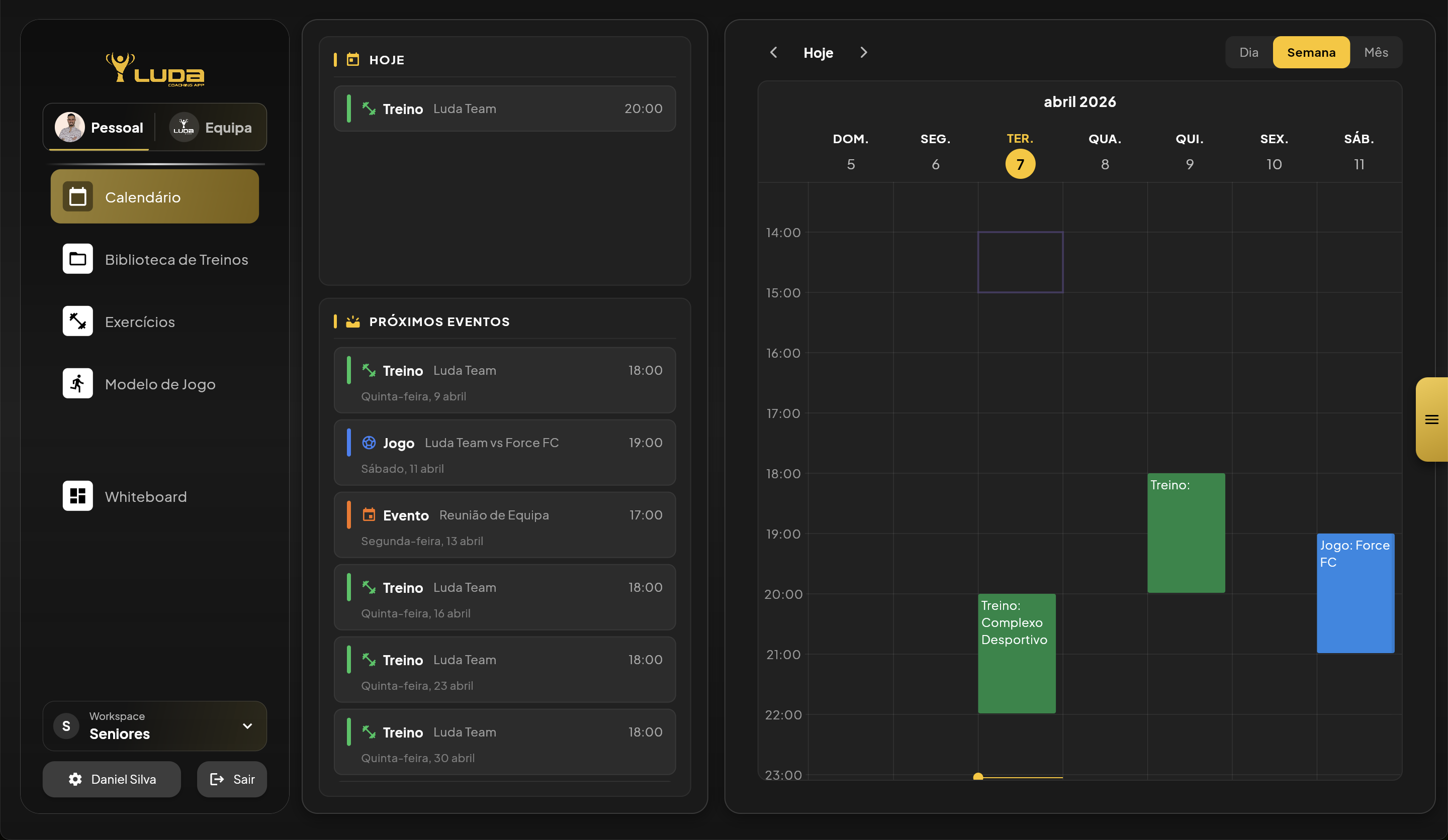 Screenshot do Calendário